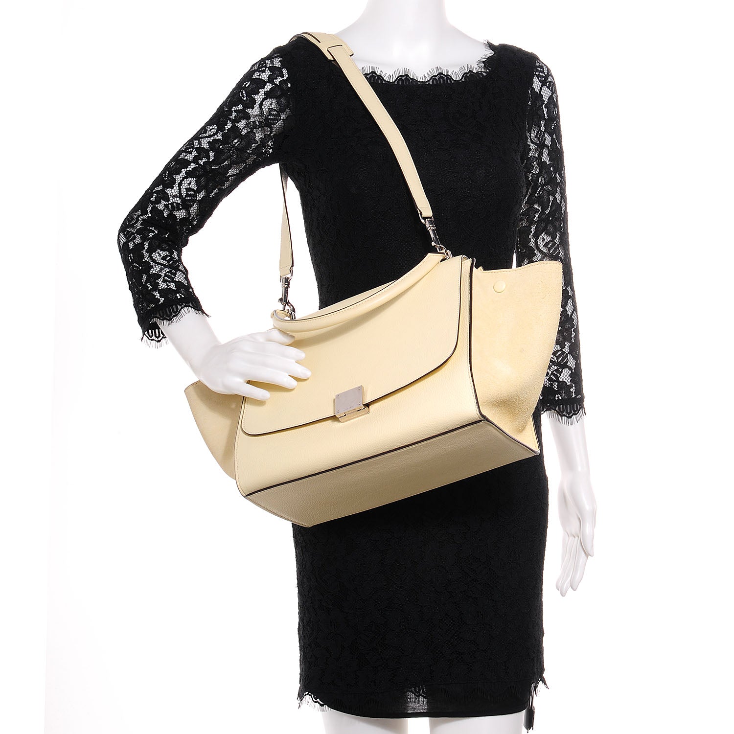 Celine Drummed Leather Suede Medium Trapeze Butter 2 of 9