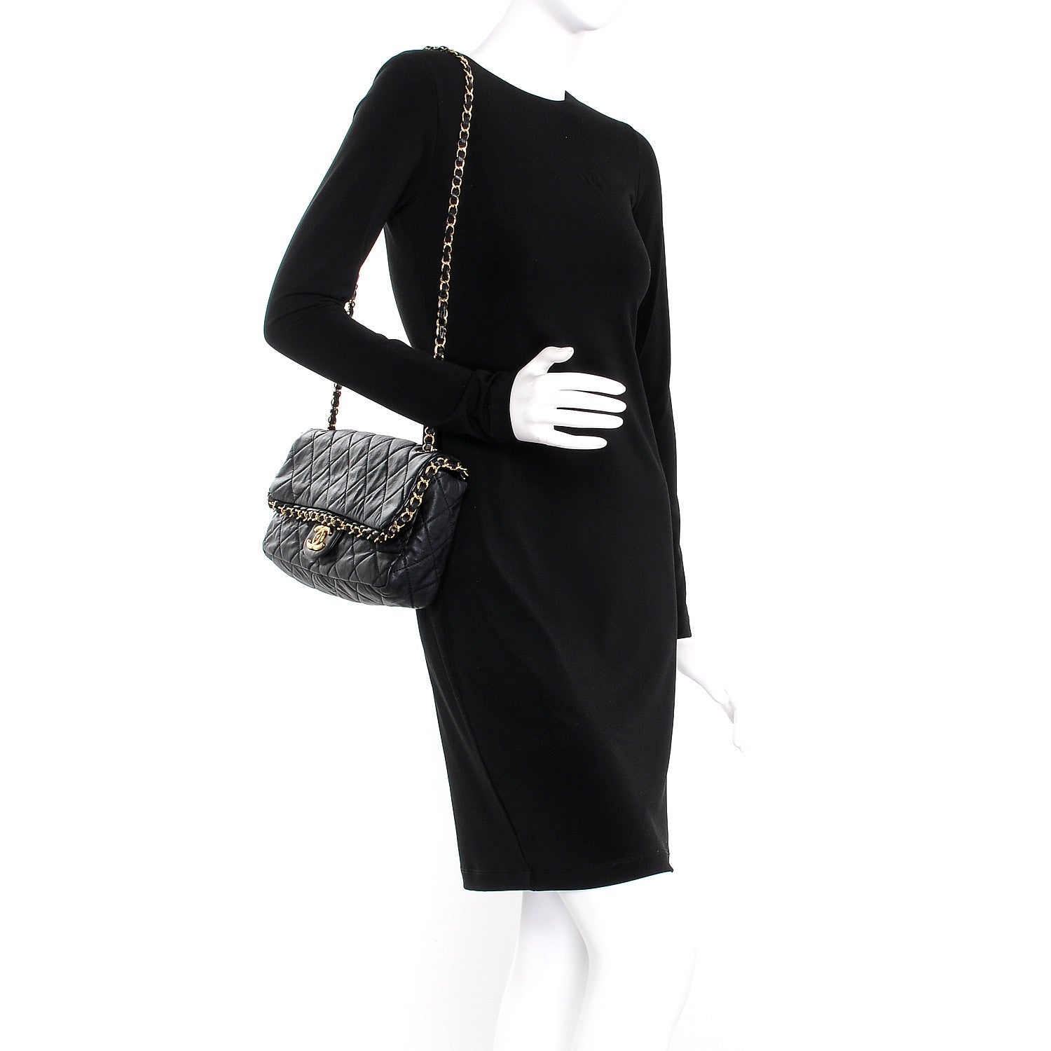 Chanel Calfskin Quilted Medium Chain Me Flap Black 2 of 8