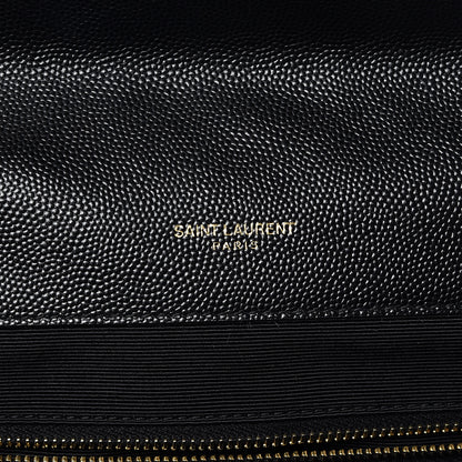 Saint Laurent Grain De Poudre Matelasse Chevron Large Monogram Satchel Black 6 of 12