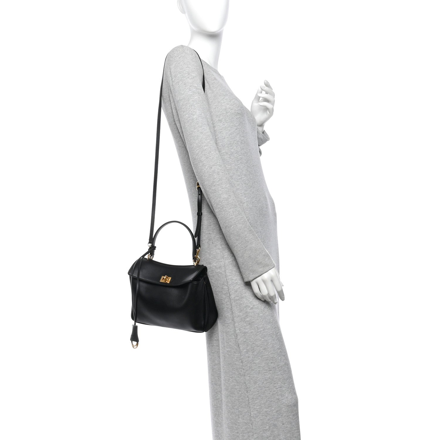 Balenciaga Natural Smooth Calfskin Mini Rodeo Top Handle Handbag Black 2 of 10