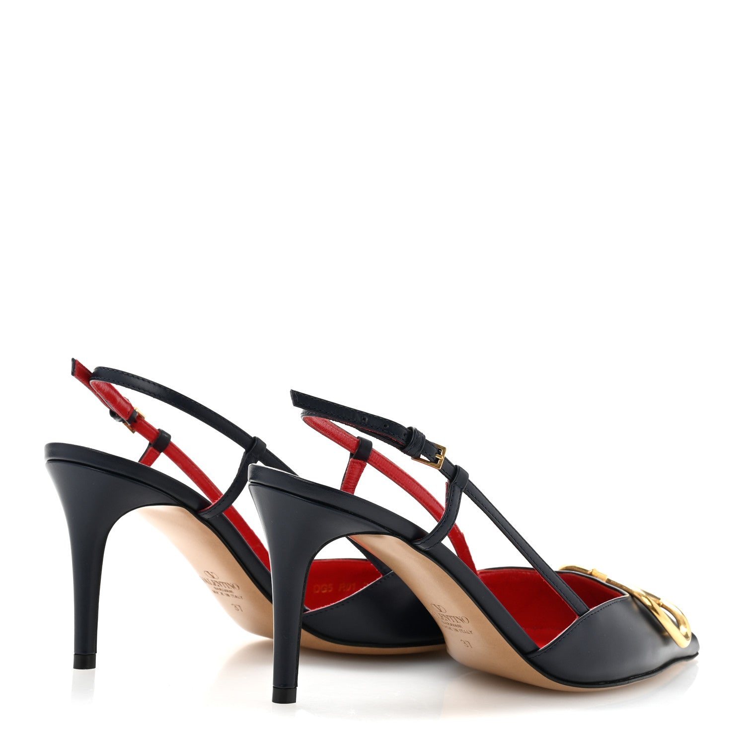Valentino Garavani Calfskin Vlogo Slingback 80mm Pumps 37 Marine 5 of 11