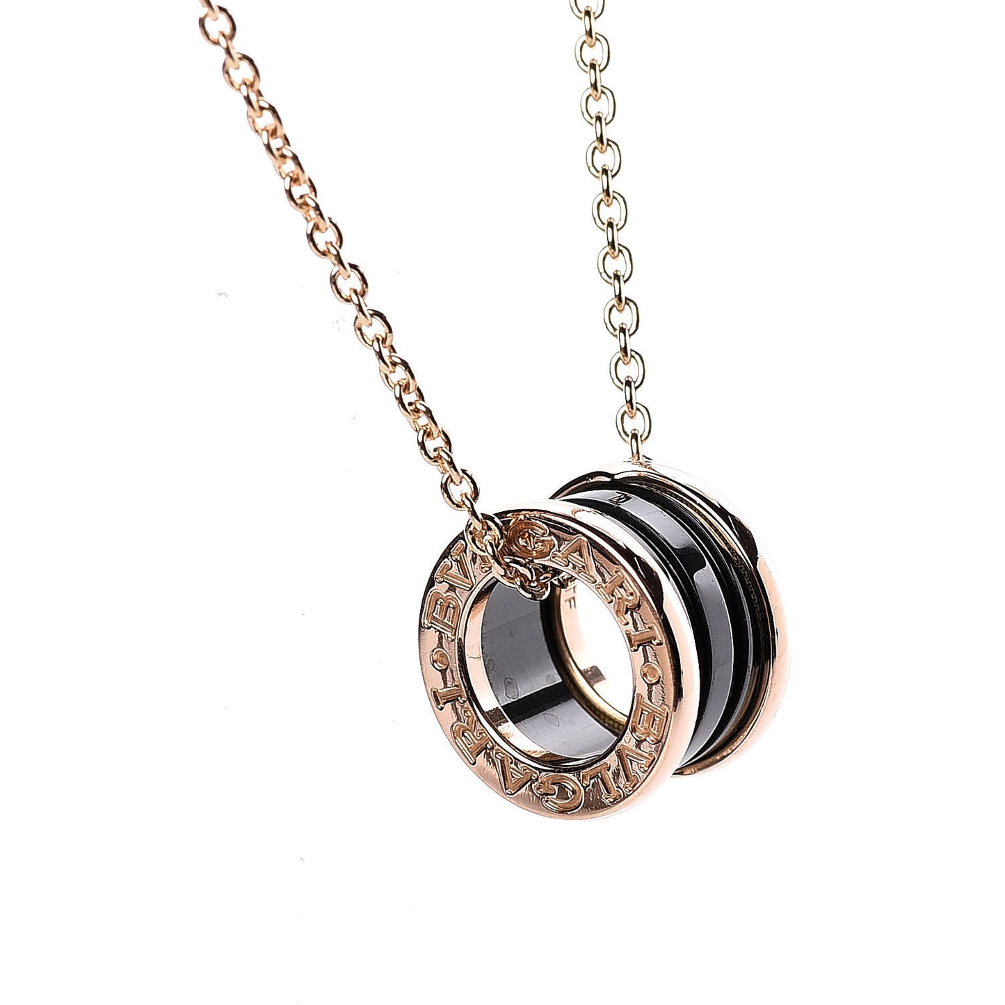 18K Rose Gold Black Ceramic B.Zero1 Pendant Necklace