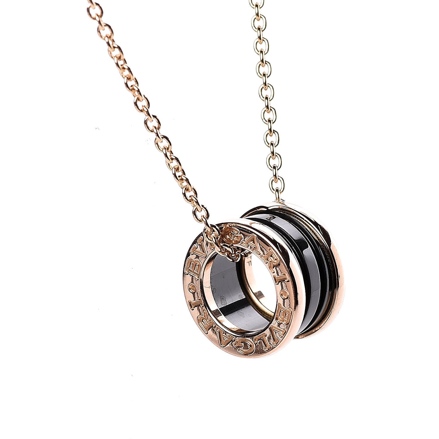 Bulgari 18K Rose Gold Black Ceramic B.Zero1 Pendant Necklace 4 of 6