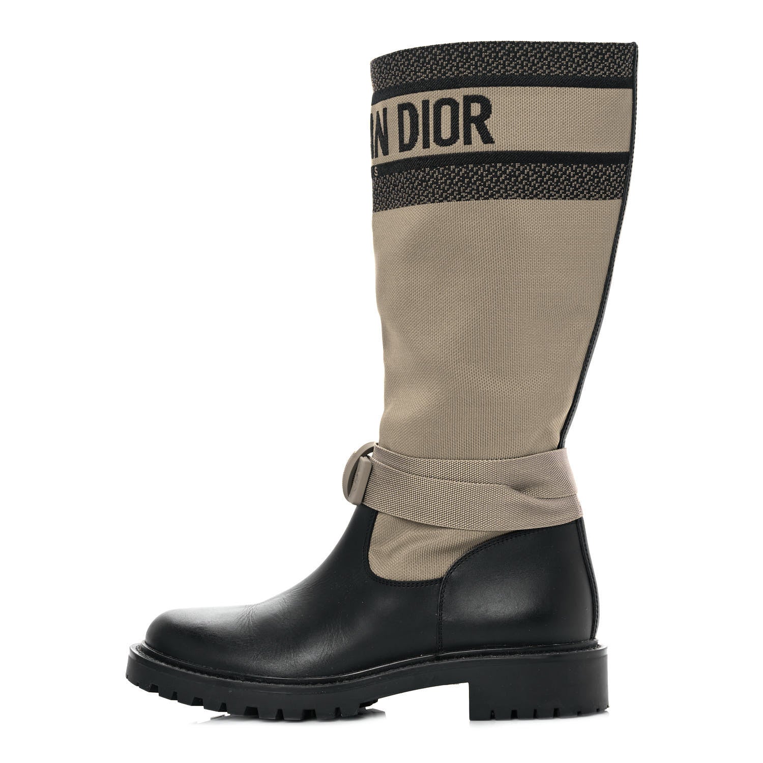 Christian Dior Technical Fabric Calfskin D-Major Boots 37 Taupe Black 1 of 8