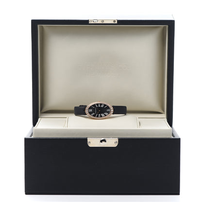 Tiffany 18K Rose Gold Satin Diamond Bezel 21mm 2-Hand Cocktail Quartz Watch Black 5 of 5