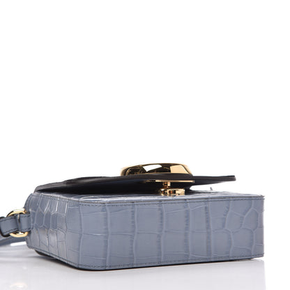 Chloe Calfskin Crocodile Embossed Mini C Double Carry Ash Blue 4 of 9