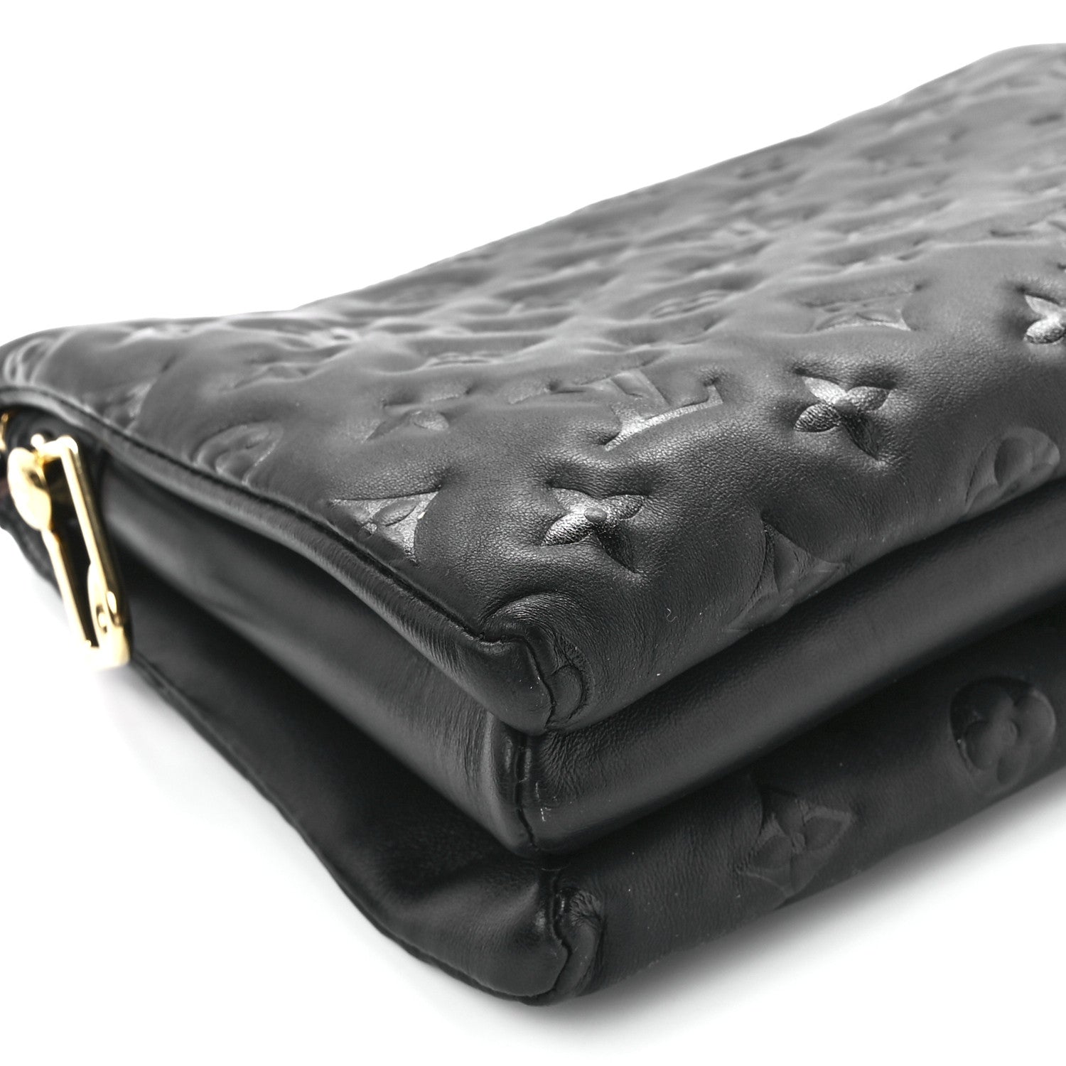 Louis Vuitton Lambskin Embossed Monogram Coussin PM Black 10 of 11
