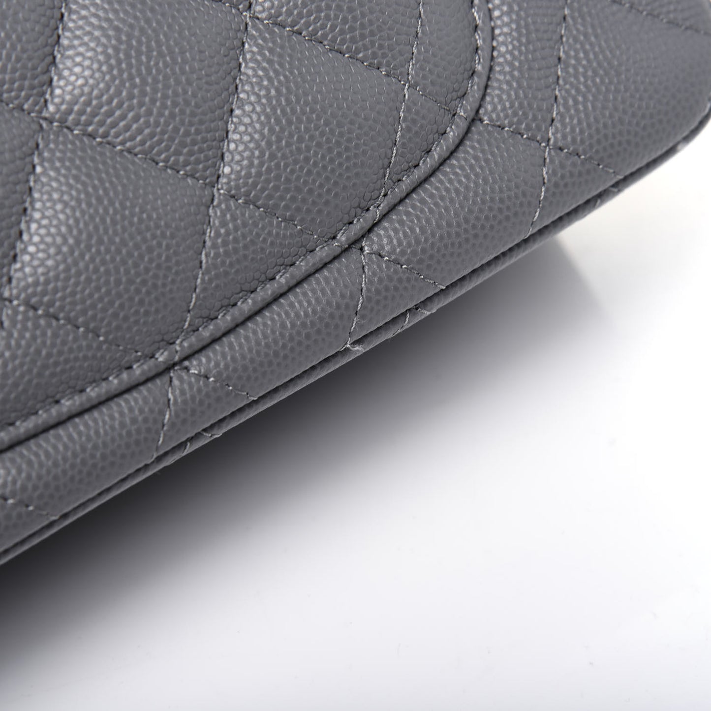 Caviar Quilted Mini Rectangular Flap Grey