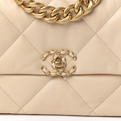 Chanel Goatskin Quilted Large 19 Flap Beige 9 of 10