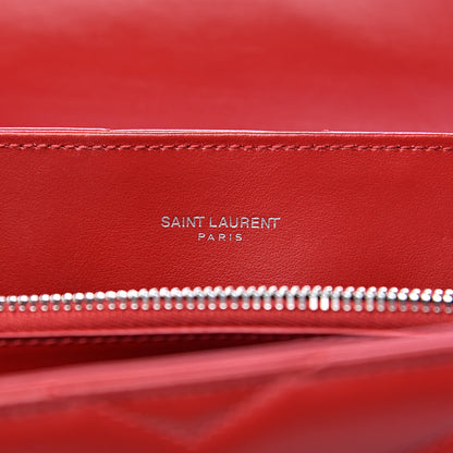 Saint Laurent Calfskin Y Quilted Monogram Medium Loulou Chain Satchel Lipstick Red 6 of 11