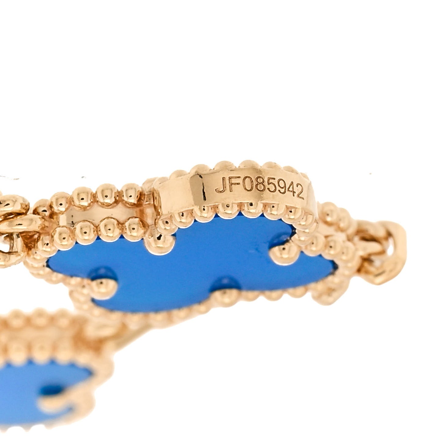 18K Yellow Gold Blue Agate 5 Motifs Vintage Alhambra Bracelet