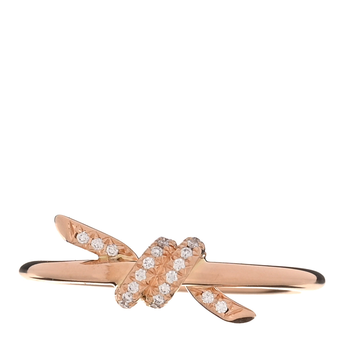 18K Rose Gold Diamond Small Knot Ring 54 7