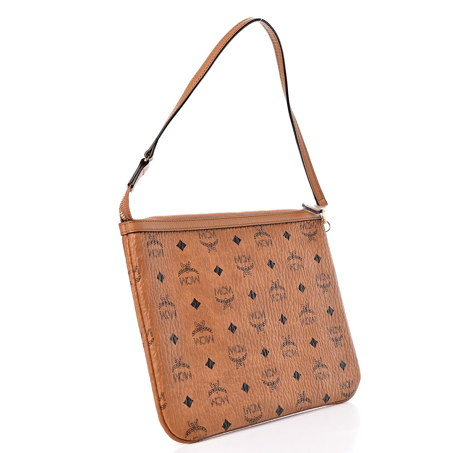 MCM Visetos Liz Shopper Tote Pouch Cognac 3 of 10
