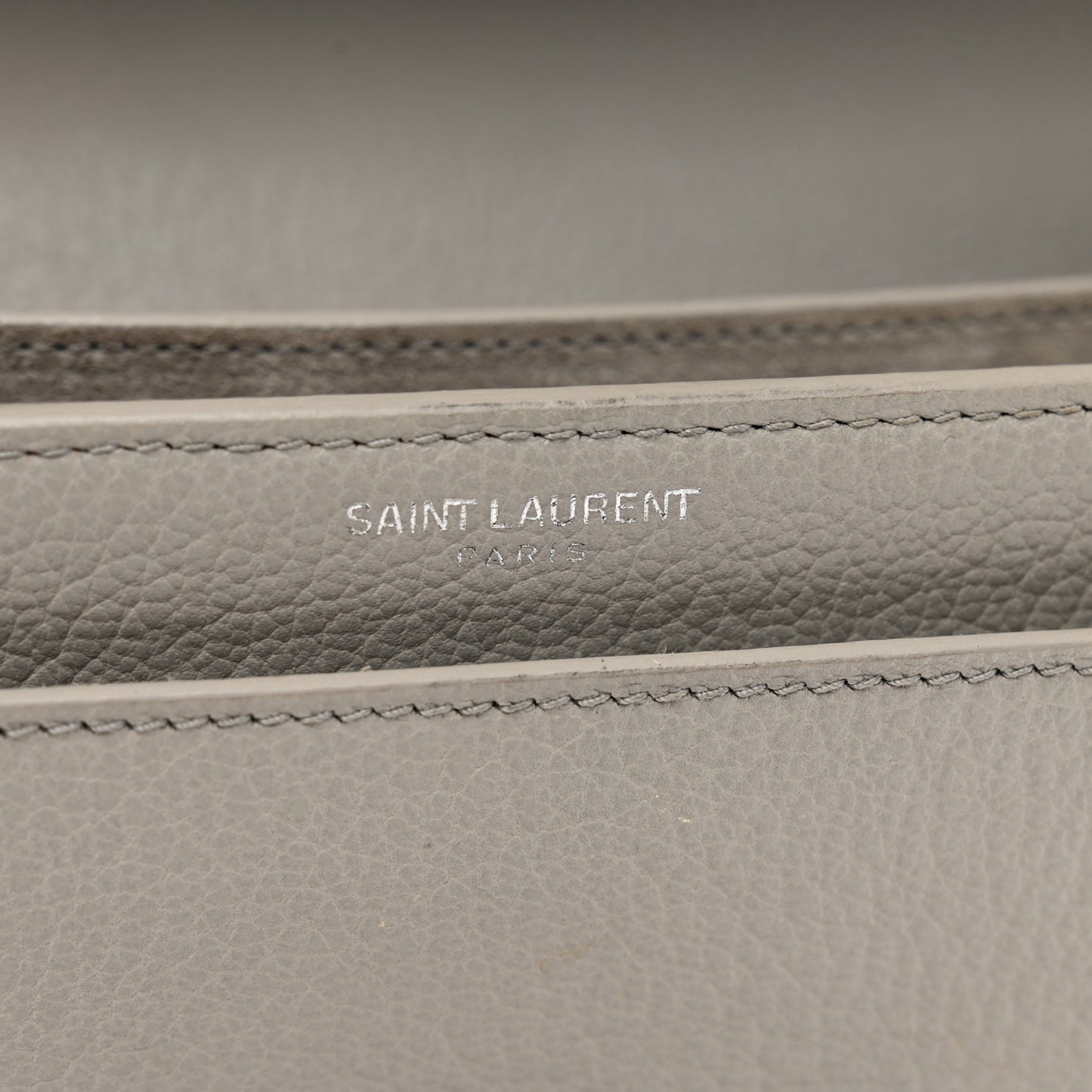 Grained Calfskin Medium Monogram Sunset Satchel Light Grey