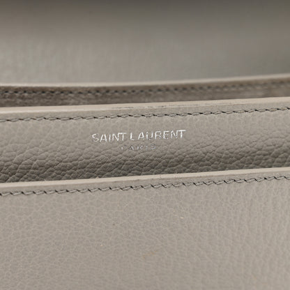 Saint Laurent Grained Calfskin Medium Monogram Sunset Satchel Light Grey 9 of 15