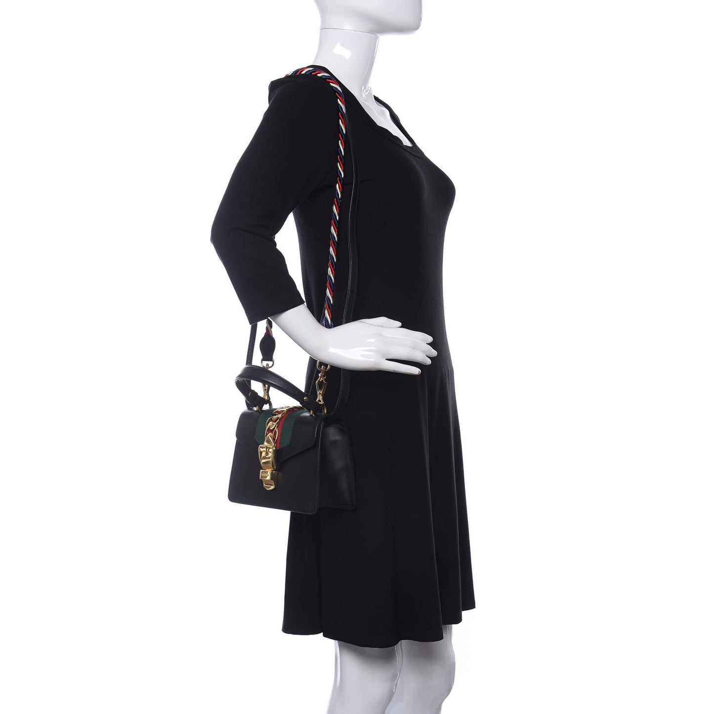 Calfskin Mini Sylvie Top Handle Bag Black