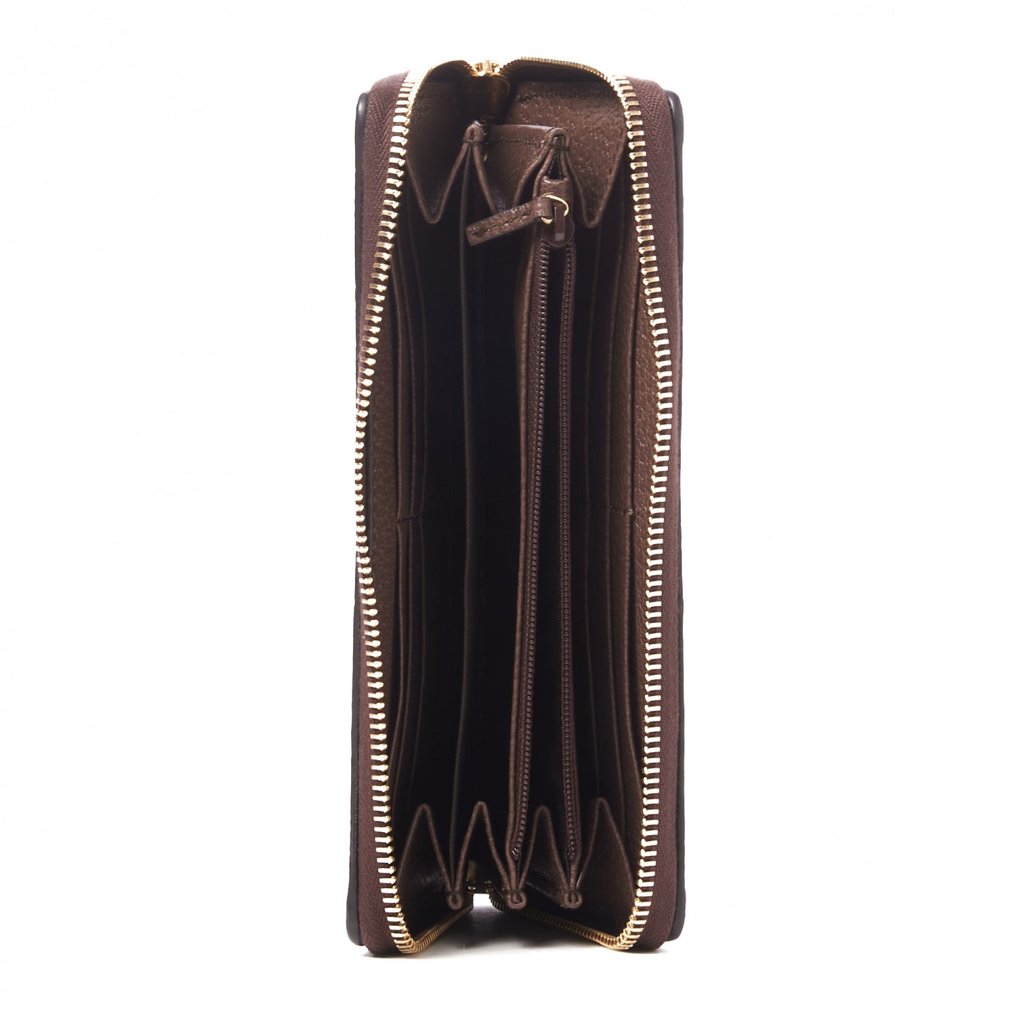 GG Supreme Monogram Web Ophidia Zip Around Wallet Brown