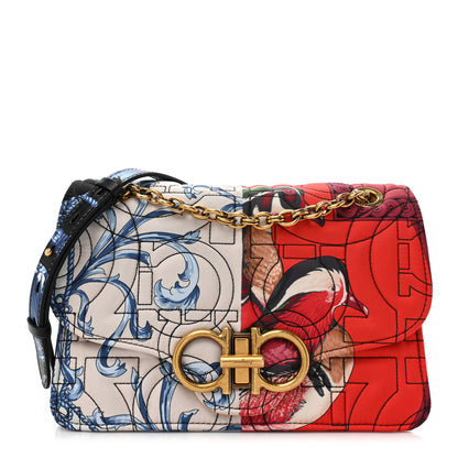 Salvatore Ferragamo Canvas Quilted Floral Print Gancini Flap Bag Multicolor 1 of 10