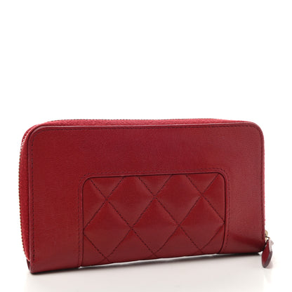 Chanel Sheepskin Quilted Mademoiselle Vintage Zip Around Wallet Red 3 of 8