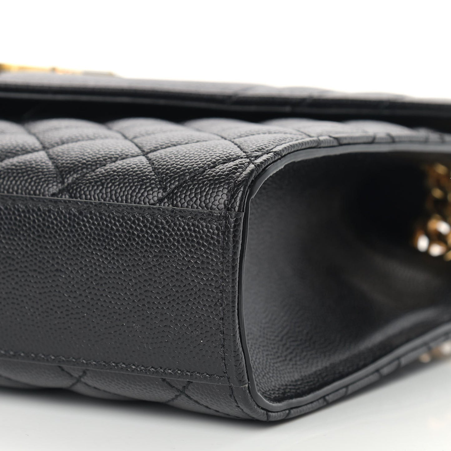 Grain De Poudre Textured Mixed Matelasse Triquilt Medium Monogram Satchel Black