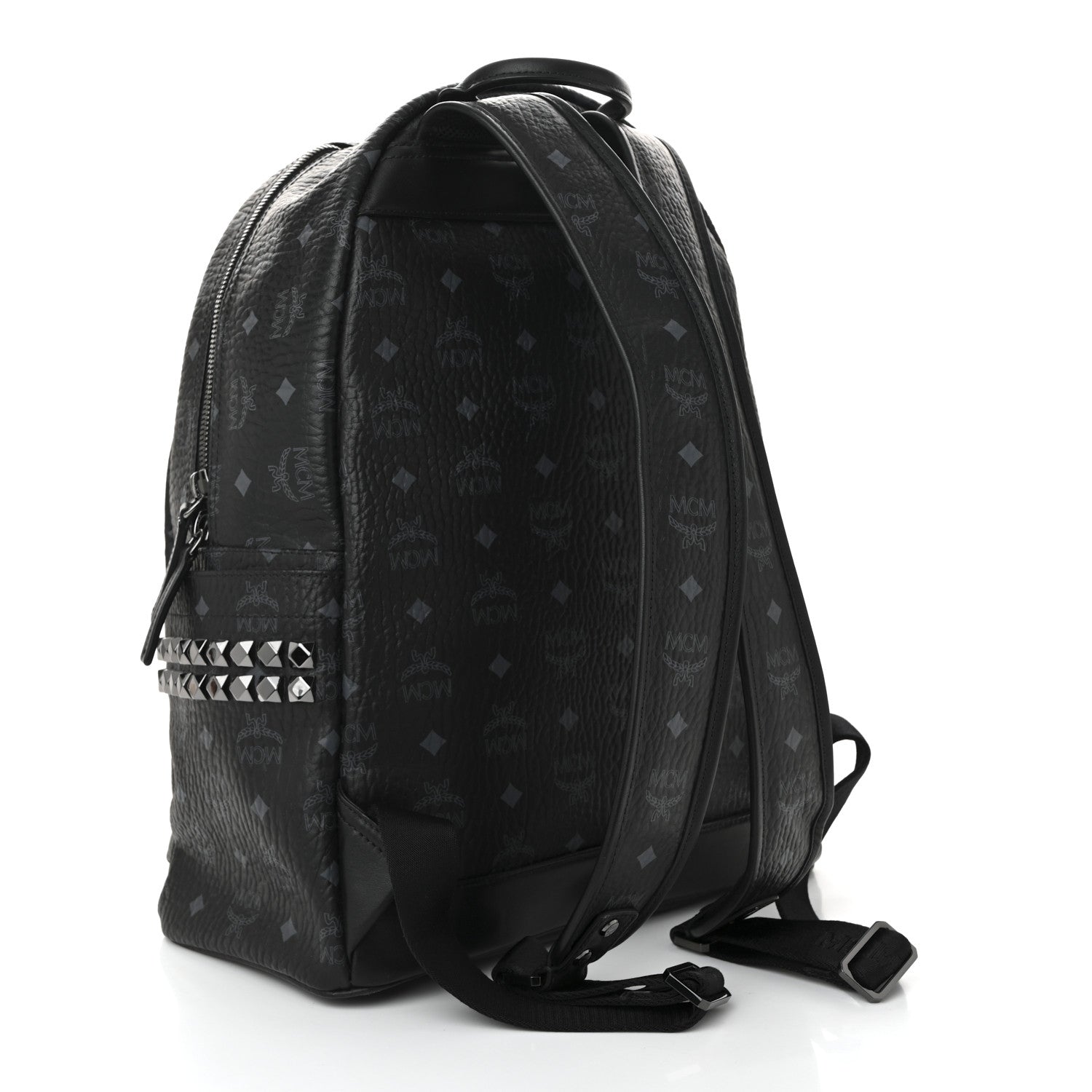 MCM Visetos Medium Side Studs Stark Backpack Black 3 of 10