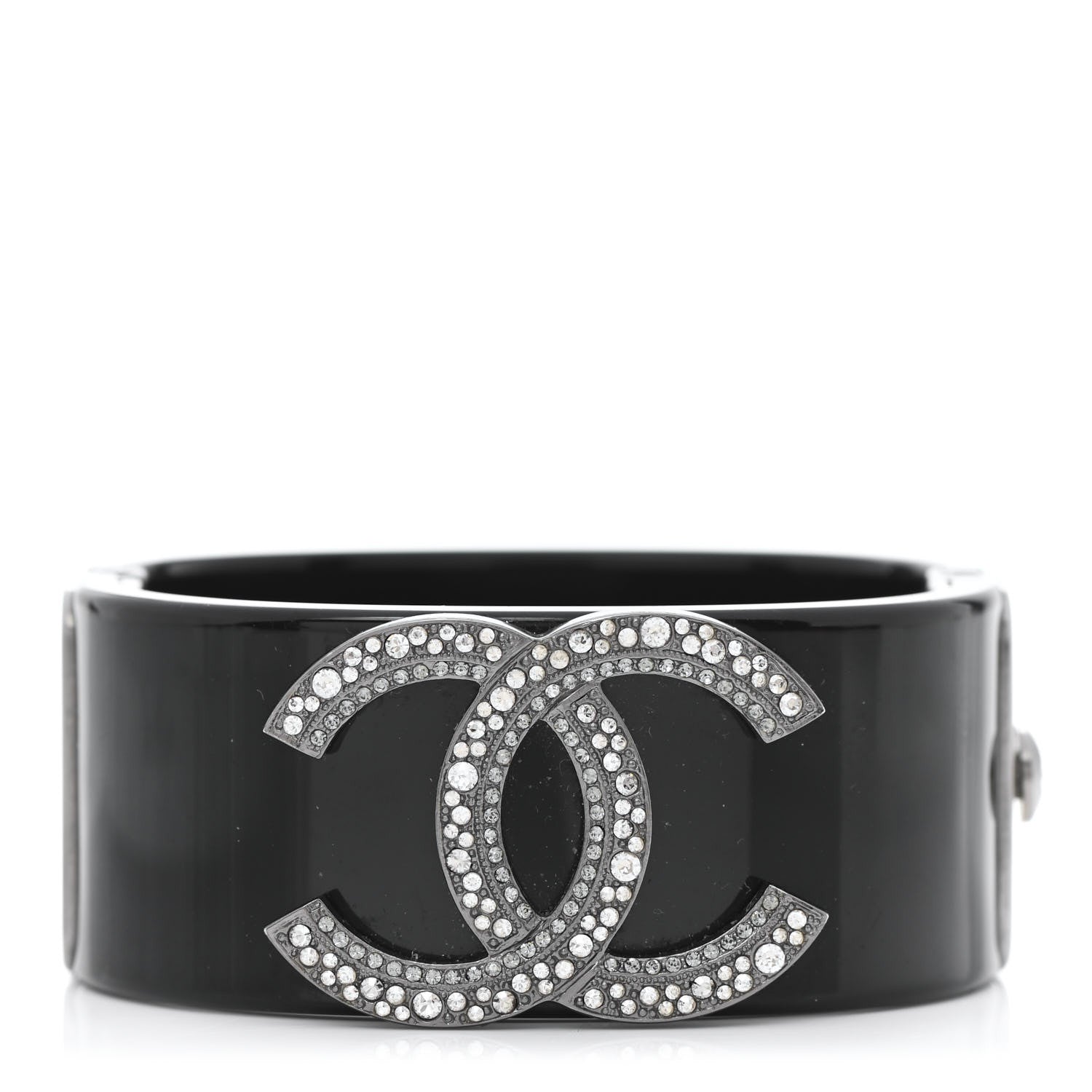 Chanel Resin Crystal CC Cuff Black 1 of 4