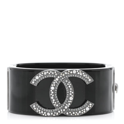 Chanel Resin Crystal CC Cuff Black 1 of 4