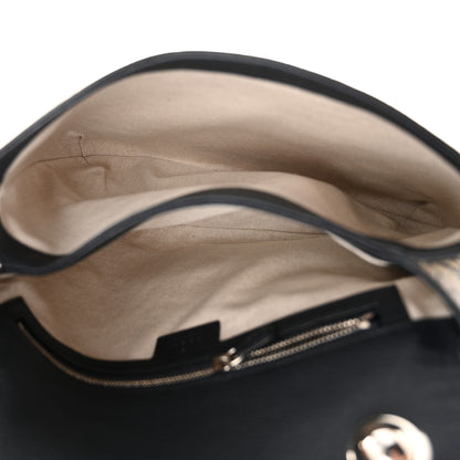 Gucci GG Supreme Monogram Textured Dollar Calfskin Web Medium Blondie Top Handle Shoulder Flap Bag Beige Blue 5 of 10
