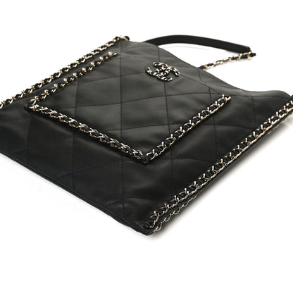 Chanel Calfskin Quilted Chain Flat Tote Black 12 of 12