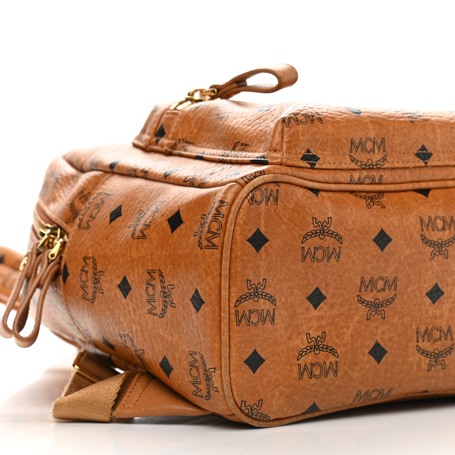 MCM Visetos Small Sprinkle Stud Stark Backpack Cognac 8 of 9