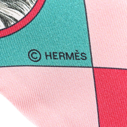 Hermes Silk Colliers Et Chiens Twilly Framboise Vert Rose 4 of 5