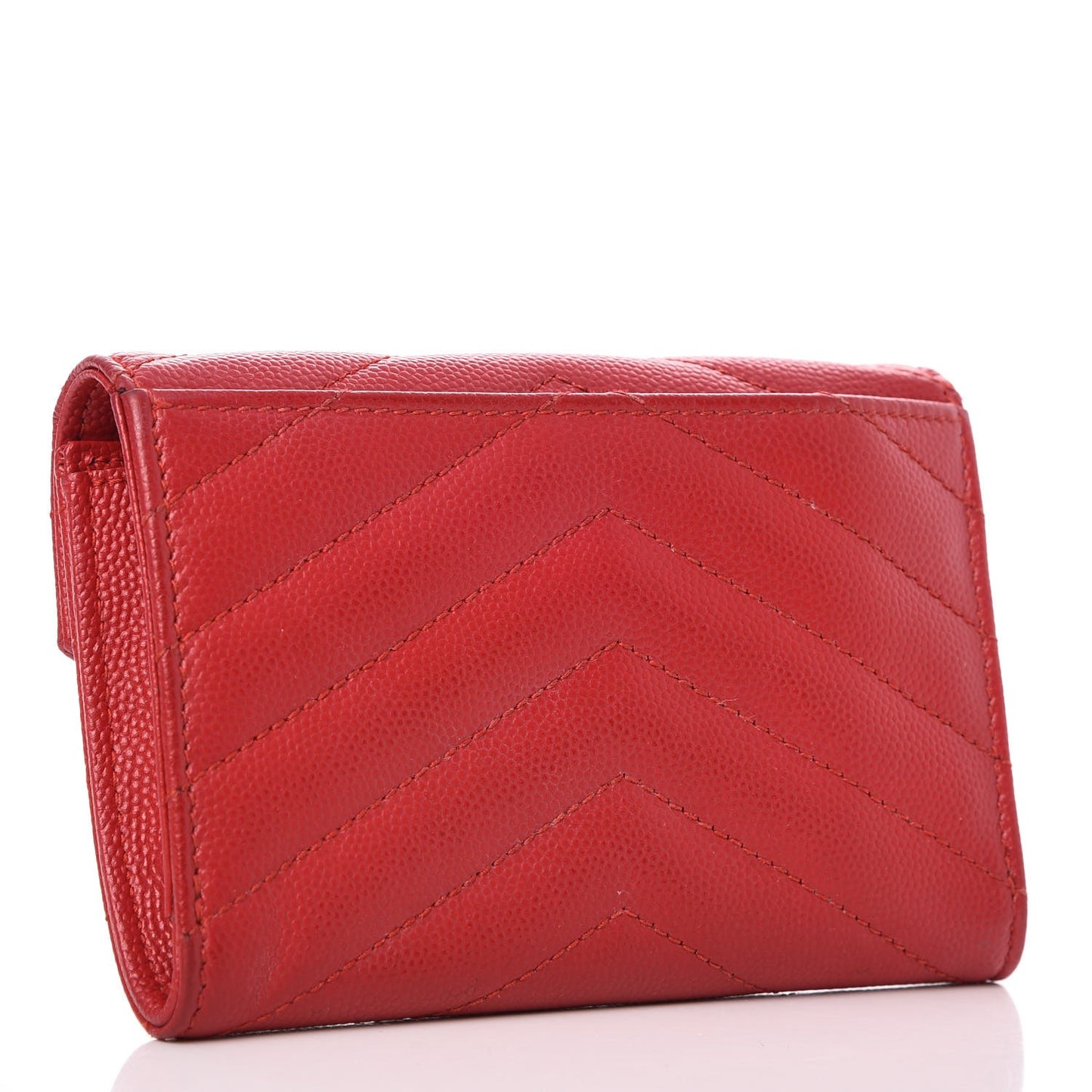 Grain De Poudre Matelasse Chevron Small Monogram Envelope Wallet New Red