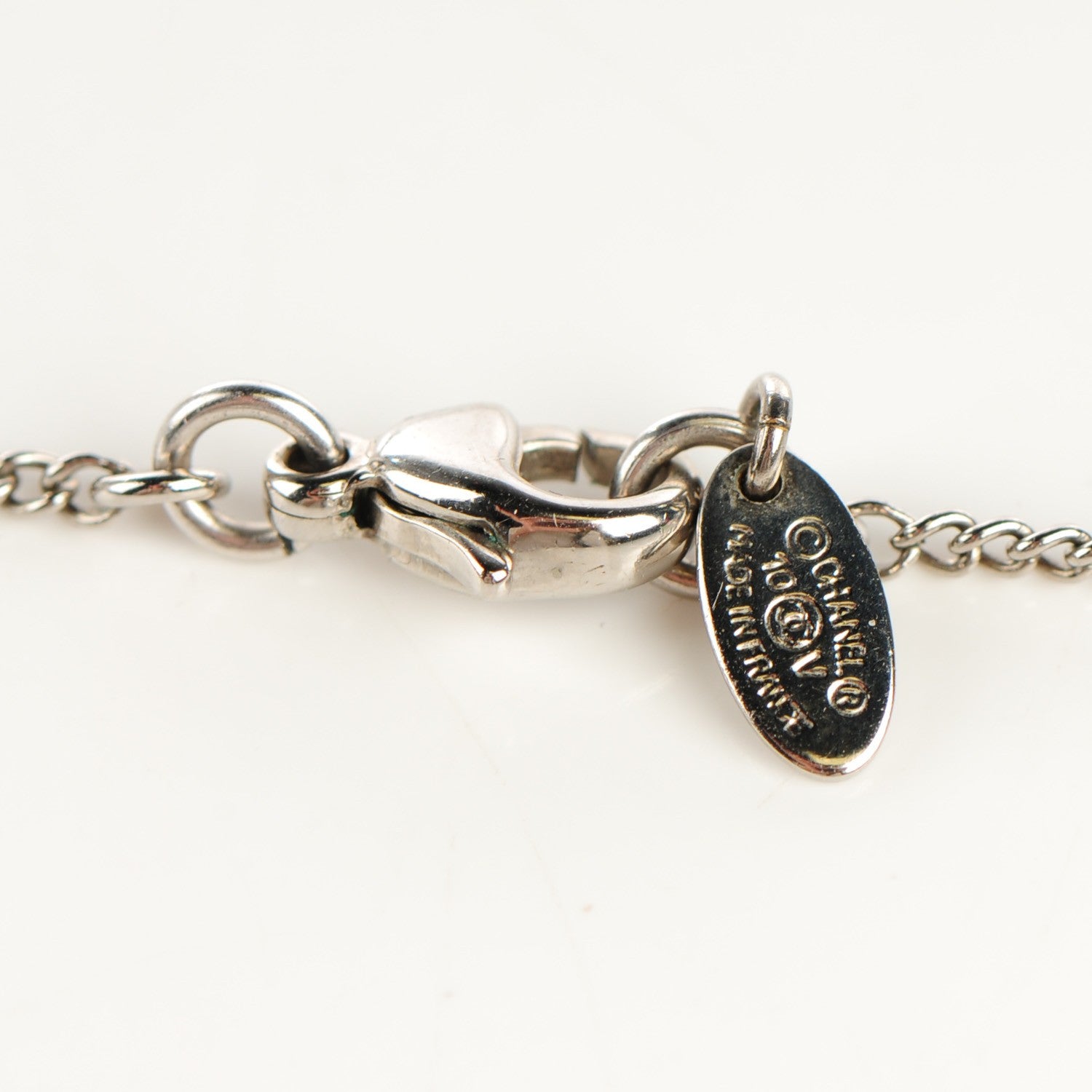 Chanel Crystal Timeless CC Necklace Silver 3 of 5