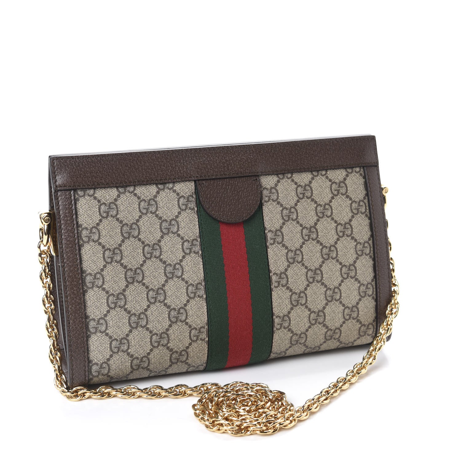 Gucci GG Supreme Monogram Web Small Ophidia Chain Shoulder Bag Brown 3 of 10