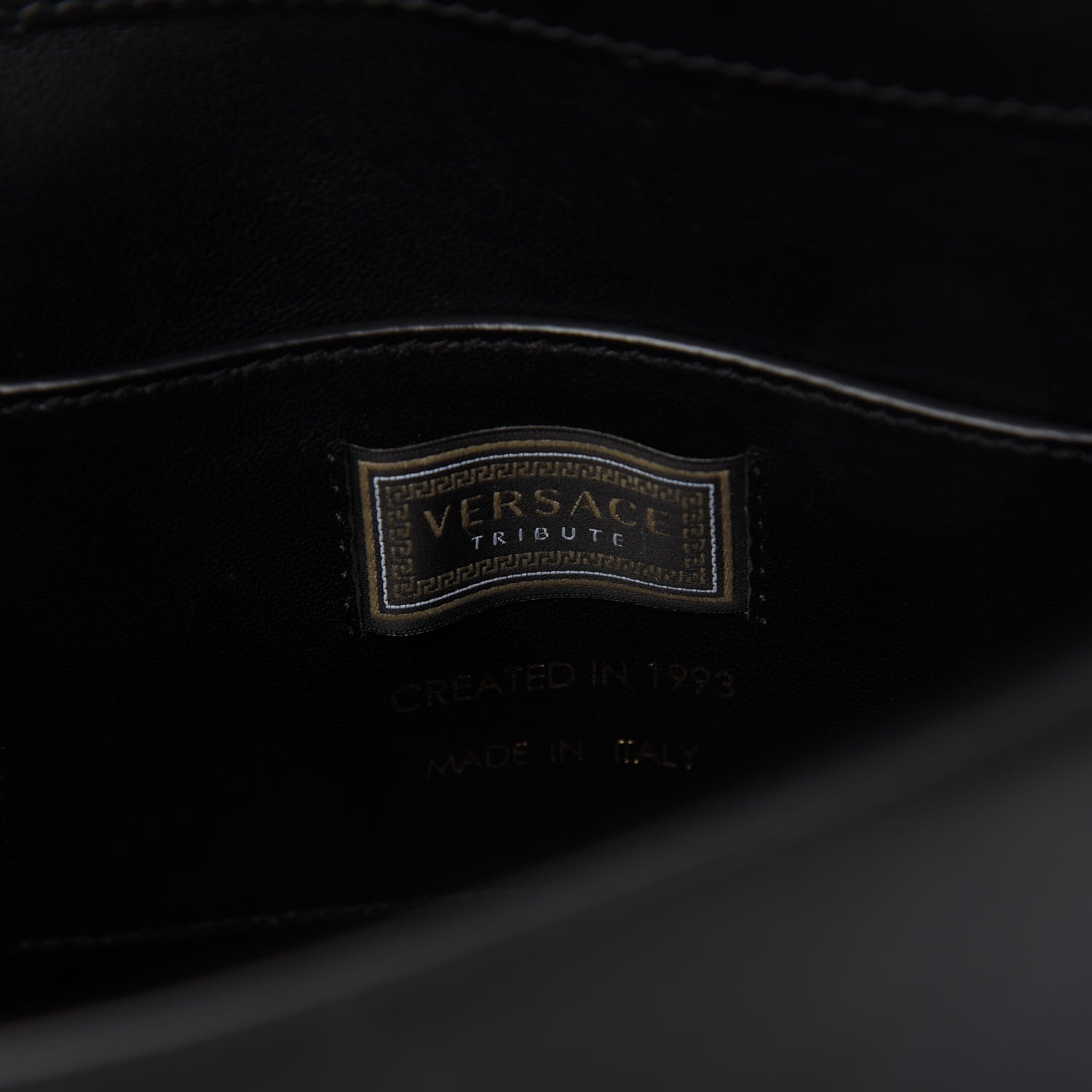 Versace Nappa Crystal Embroidered Alphabet Icon Flap Black 8 of 9