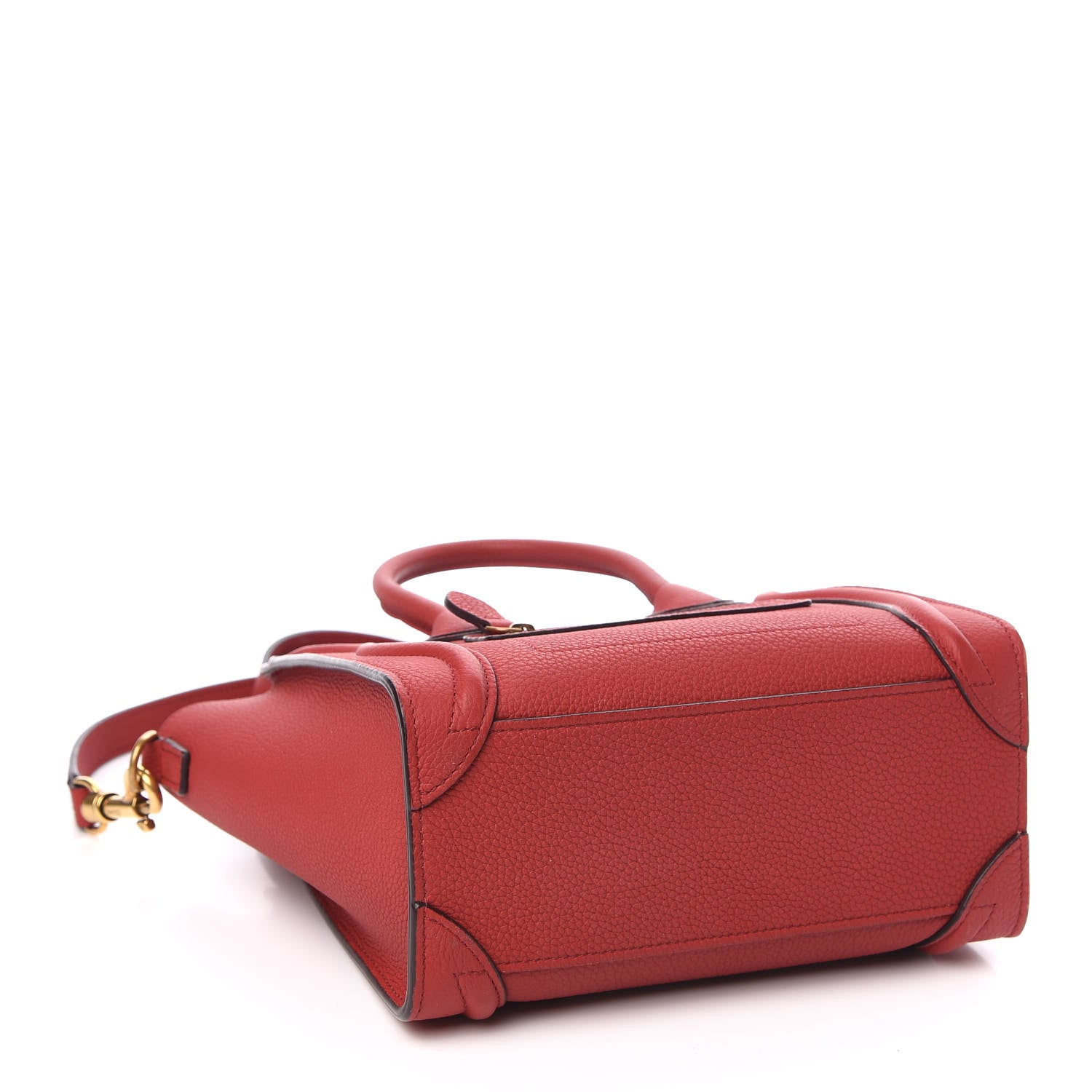Celine Drummed Calfskin Nano Luggage Red 4 of 10