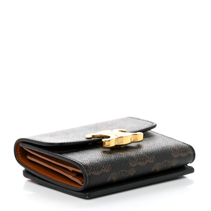 Celine Triomphe Canvas Compact Wallet With Coin Purse Tan 5 of 15