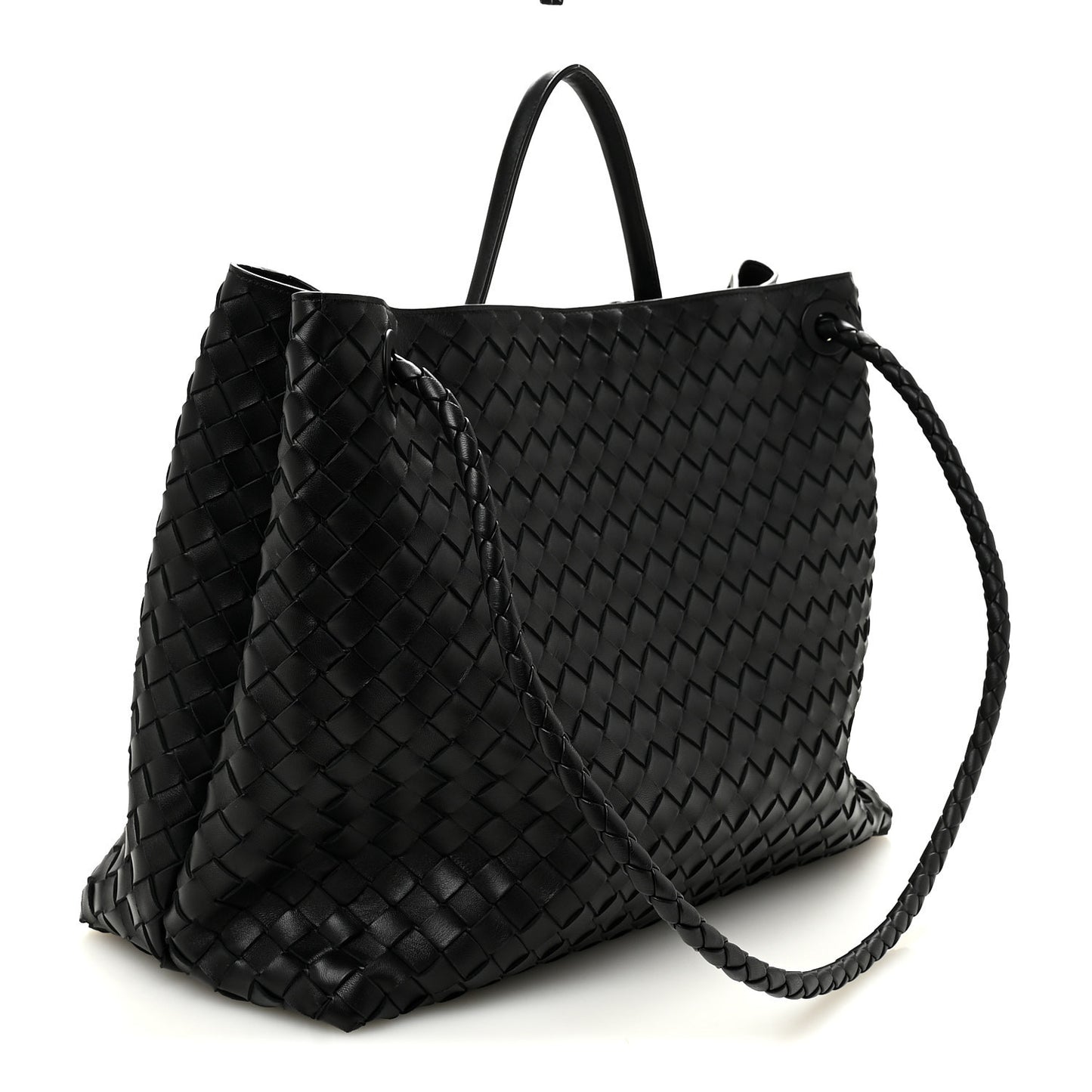 Nappa Intrecciato Large Andiamo Shoulder Bag Black
