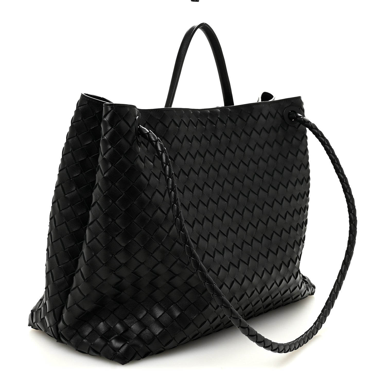 Bottega Veneta Nappa Intrecciato Large Andiamo Shoulder Bag Black 3 of 9