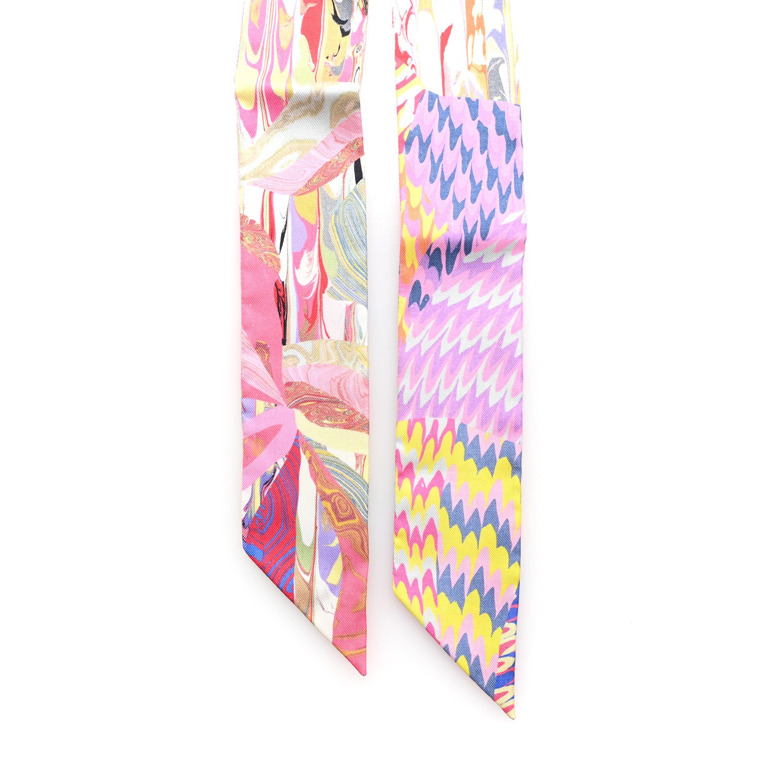 Hermes Silk Marble Silk Twilly Rose Vert Violet 2 of 4