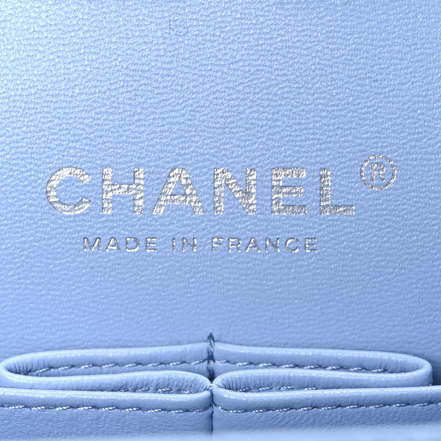 Denim Quilted Medium Double Flap Light Blue