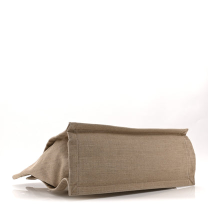 Saint Laurent Linen Calfskin Small Rive Gauche Tote Greggio Natural 4 of 10