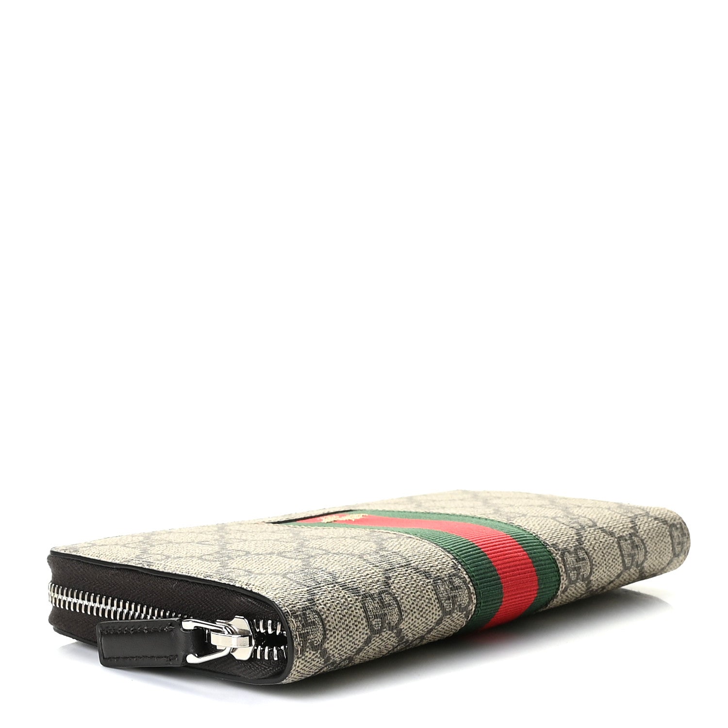 Gucci GG Supreme Monogram Web Bee Zip Around Wallet Beige Cocoa 4 of 9