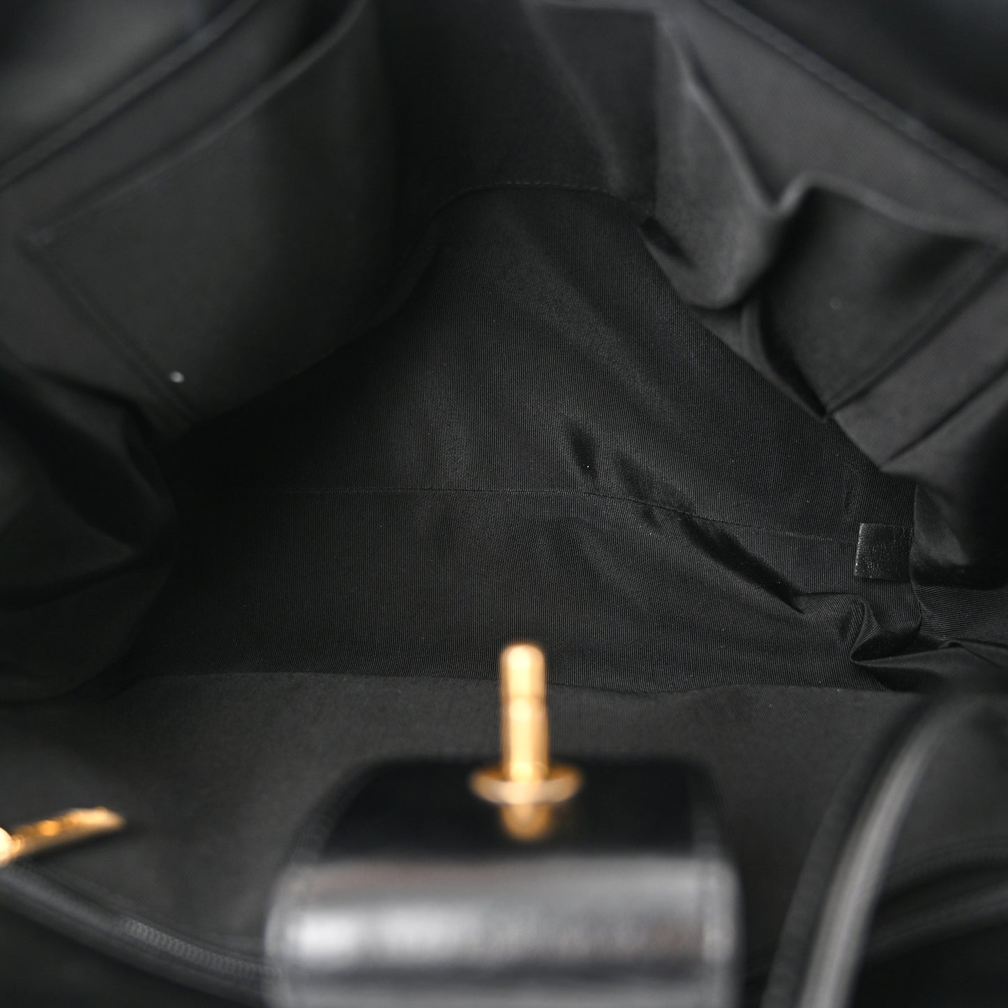 Aged Calfskin Chevron Quilted Shopping Tote Black