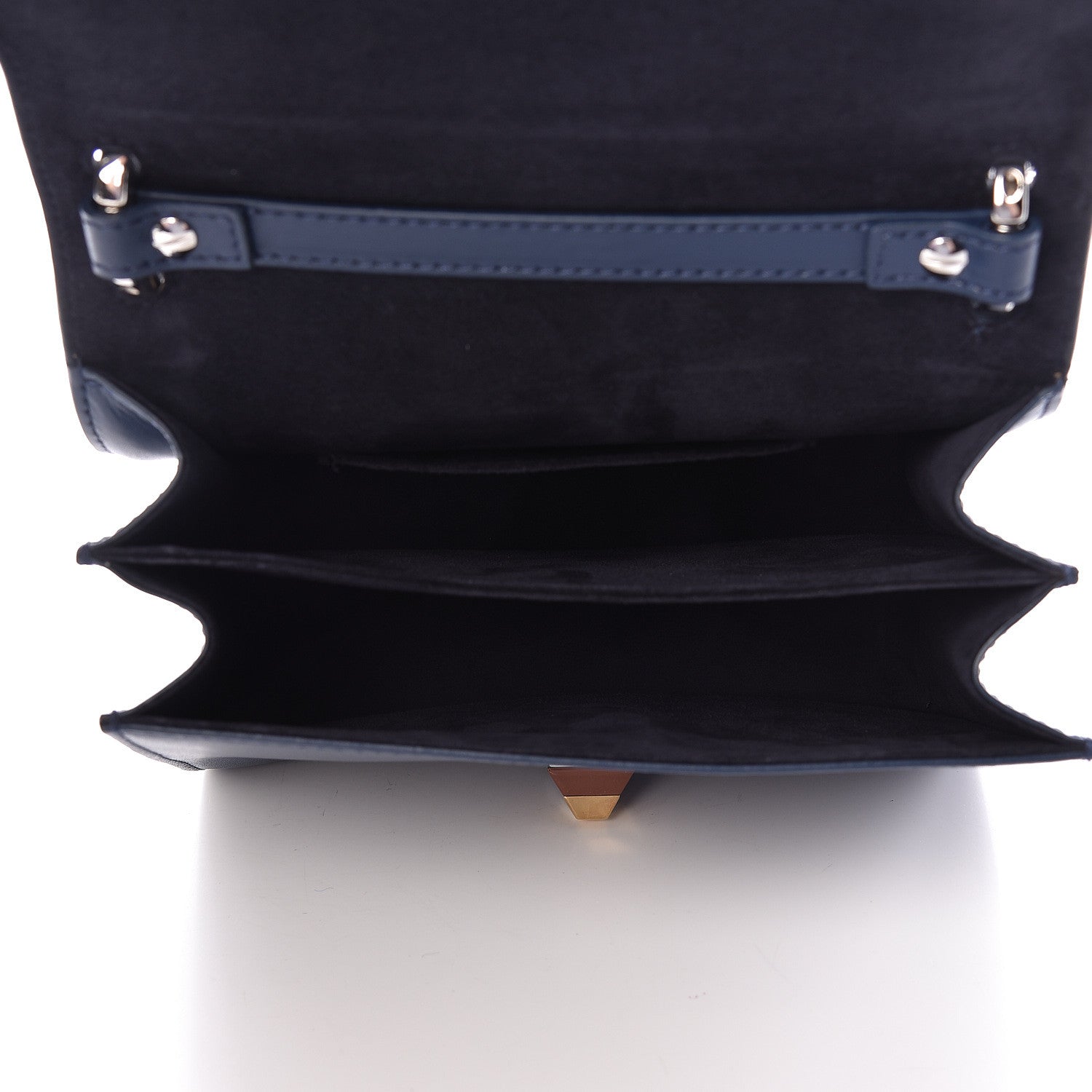 Fendi Calfskin Crystal Studded Small Kan I Shoulder Bag Blueberry Multicolor 5 of 10