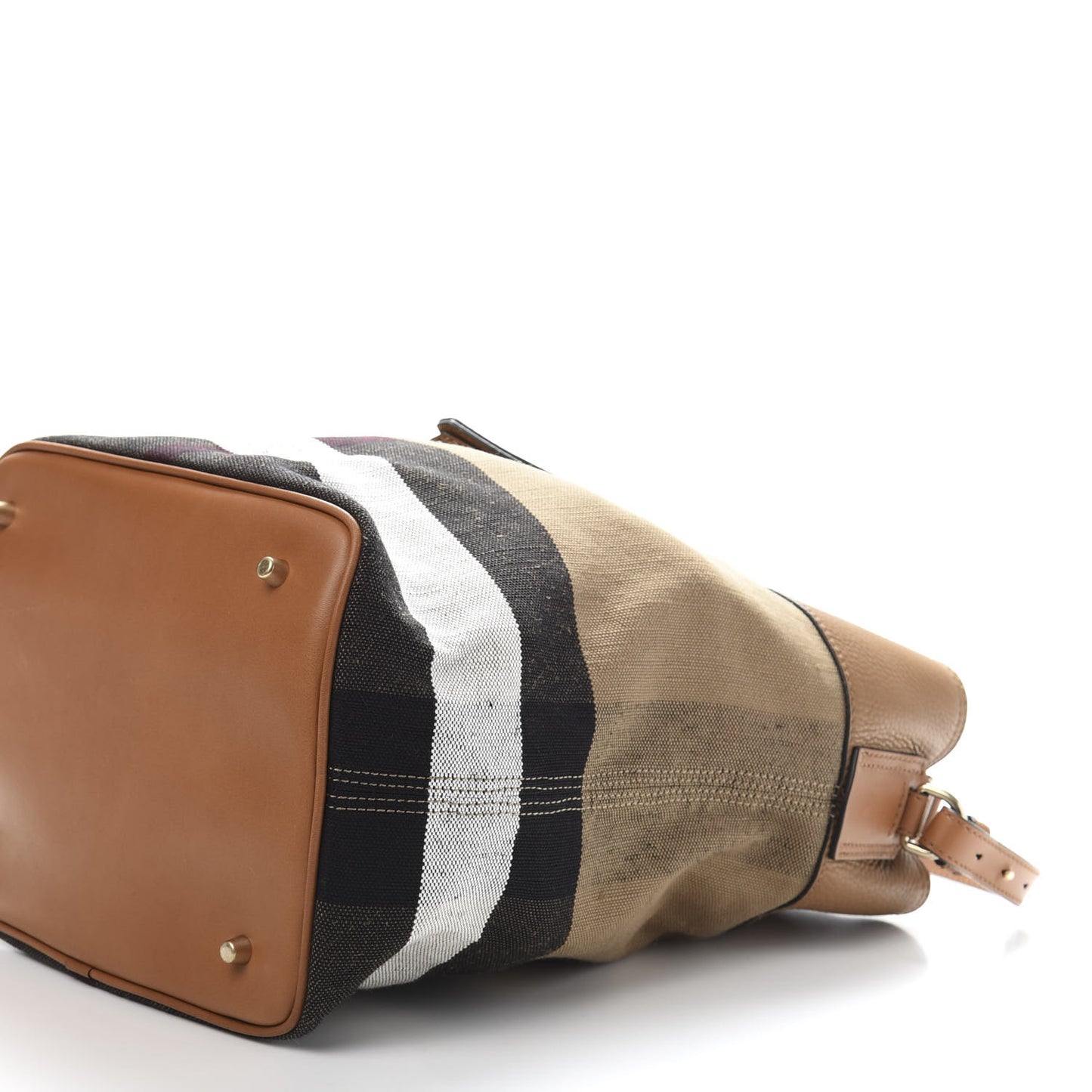 Grainy Calfskin Canvas Mega Check Medium Ashby Tassel Hobo Saddle Brown