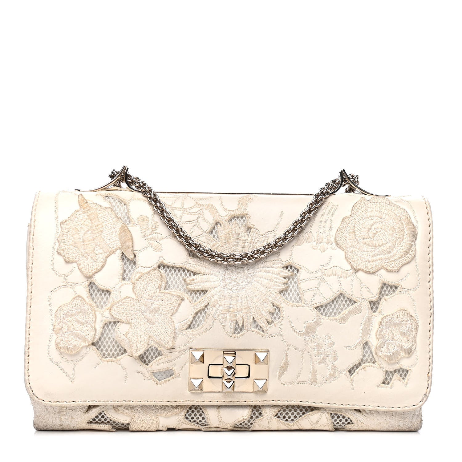 Valentino Garavani Nappa Lace Girello Flap Ivory 1 of 7