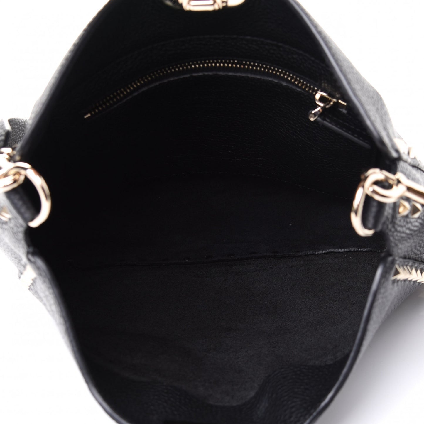 Pebbled Calfskin Small Rockstud Flip-Lock Messenger Bag Black