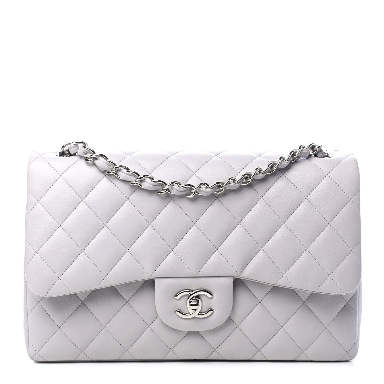 Chanel Lambskin Quilted Jumbo Double Flap Grey 1 of 4