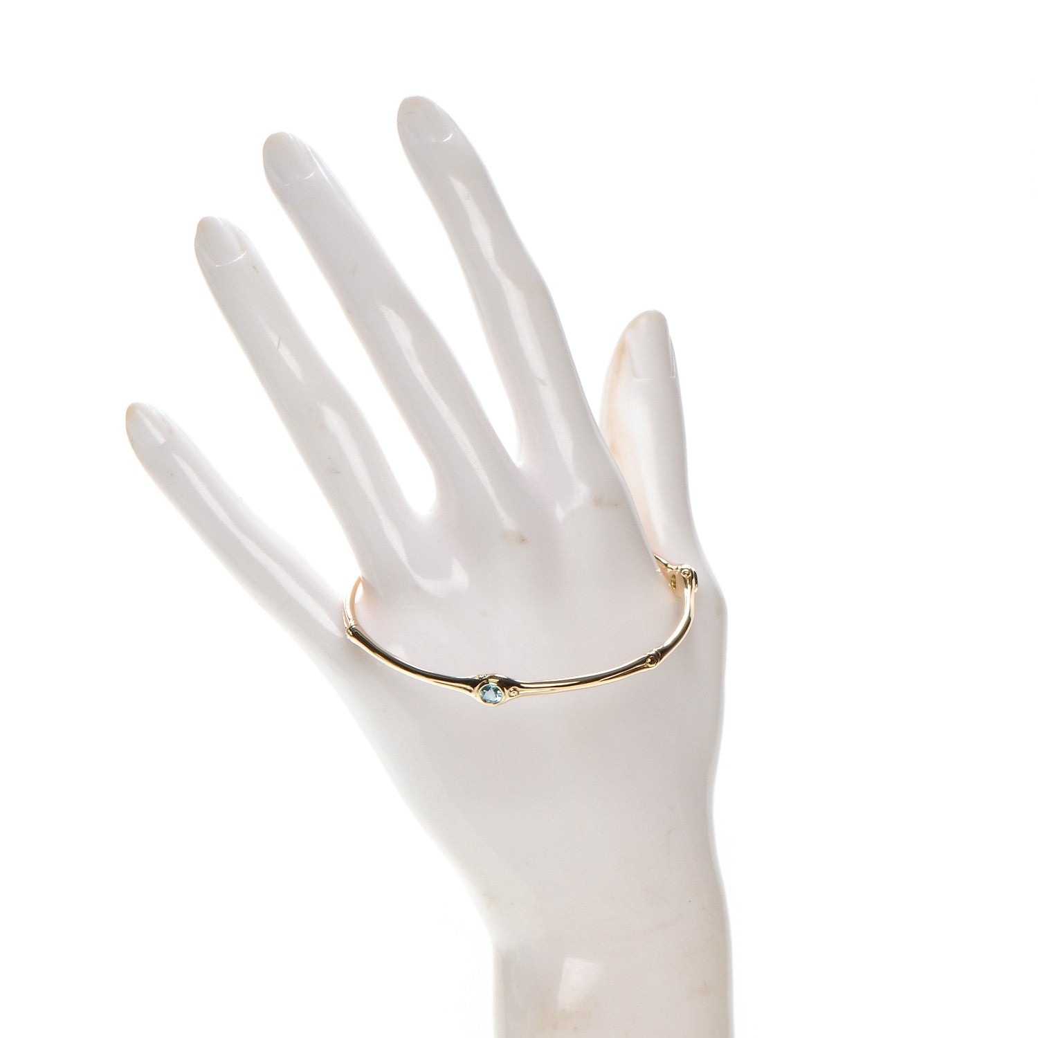 John Hardy 18K Yellow Gold Blue Topaz Slim Bamboo Batu Bangle 2 of 5